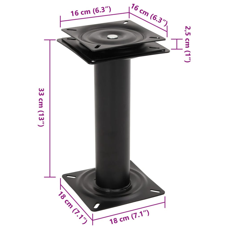 Piedestal scaun pentru barcă, pivotant la 360°, oțel