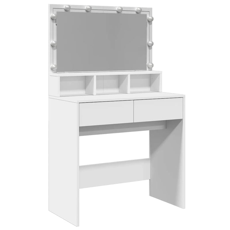 Masă de toaletă cu LED, alb, 80x41x134,5 cm