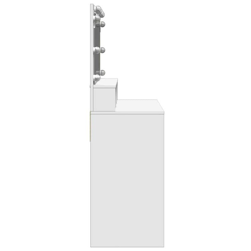 Masă de toaletă cu LED, alb, 80x41x134,5 cm