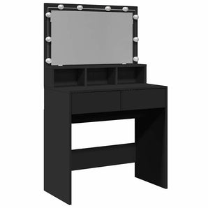 Masă de toaletă cu LED, negru, 80x41x134,5 cm