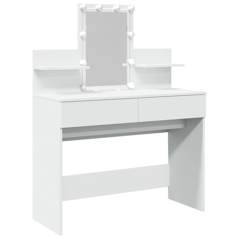Masă de toaletă cu LED, alb, 100x40x130 cm