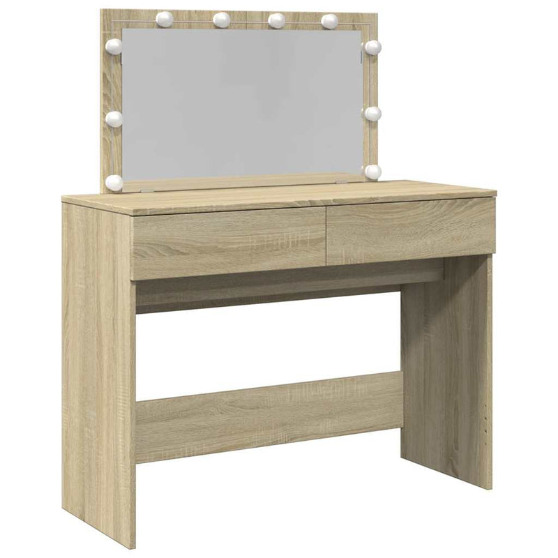 Masă de toaletă cu LED, stejar sonoma, 100x40x120 cm