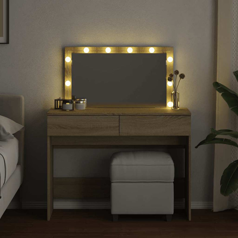 Masă de toaletă cu LED, stejar sonoma, 100x40x120 cm