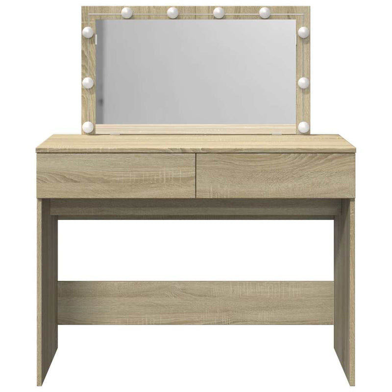 Masă de toaletă cu LED, stejar sonoma, 100x40x120 cm