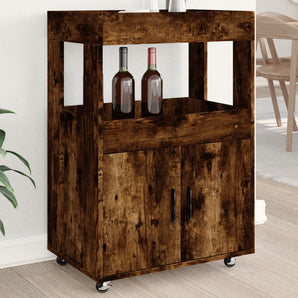 Cărucior de bar, stejar fumuriu, 60x39,5x89 cm, lemn prelucrat
