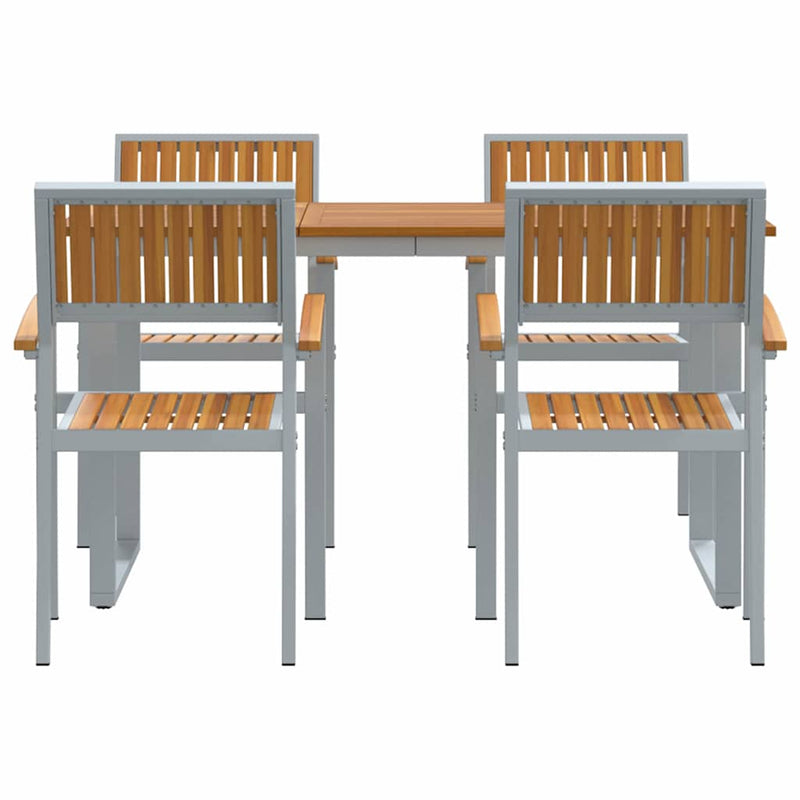Set de masă pentru grădină 5 buc. Gri Lemn Solid de Acacia