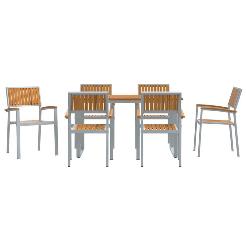 Set de masă pentru grădină 7 buc. Gri Lemn Solid de Acacia