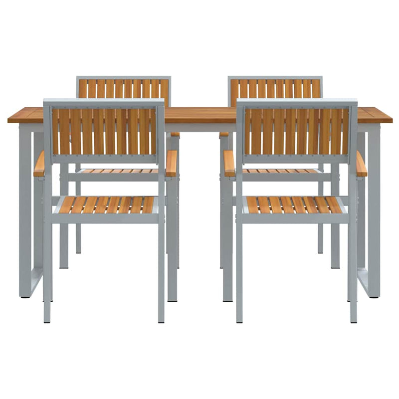 Set de masă pentru grădină 5 buc. Gri Lemn Solid de Acacia