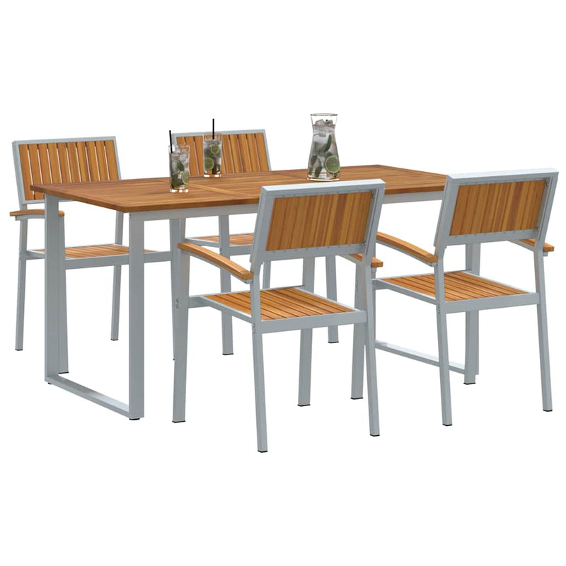 Set de masă pentru grădină 5 buc. Gri Lemn Solid de Acacia