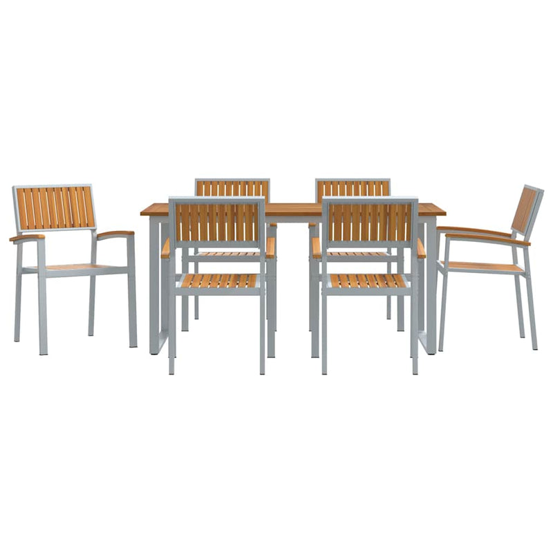 Set de masă pentru grădină 7 buc. Gri Lemn Solid de Acacia
