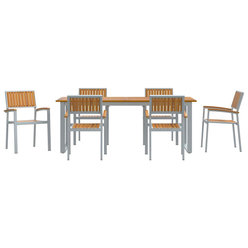 Set de masă pentru grădină 7 buc. Gri Lemn Solid de Acacia
