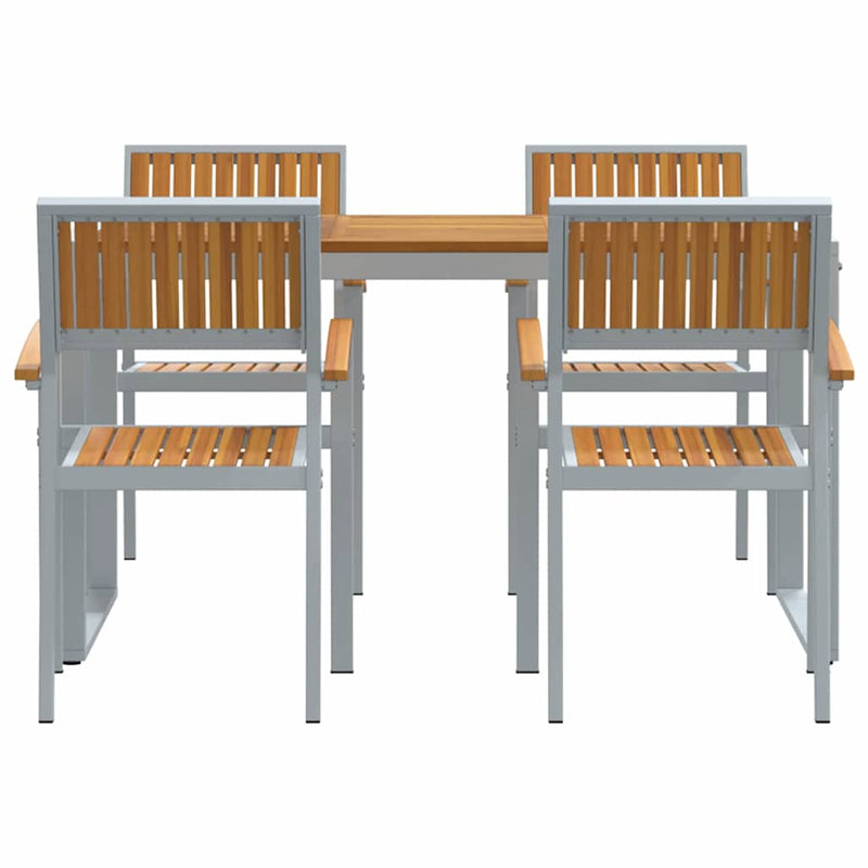 Set de masă pentru grădină 5 buc. Gri Lemn Solid de Acacia