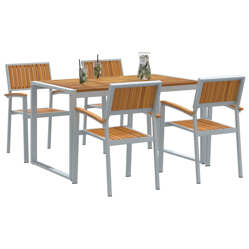 Set de masă pentru grădină 5 buc. Gri Lemn Solid de Acacia