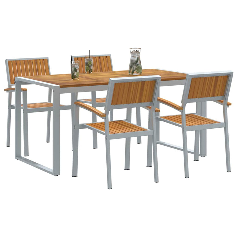 Set de masă pentru grădină 5 buc. Gri Lemn Solid de Acacia