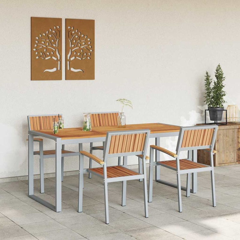 Set de masă pentru grădină 5 buc. Gri Lemn Solid de Acacia