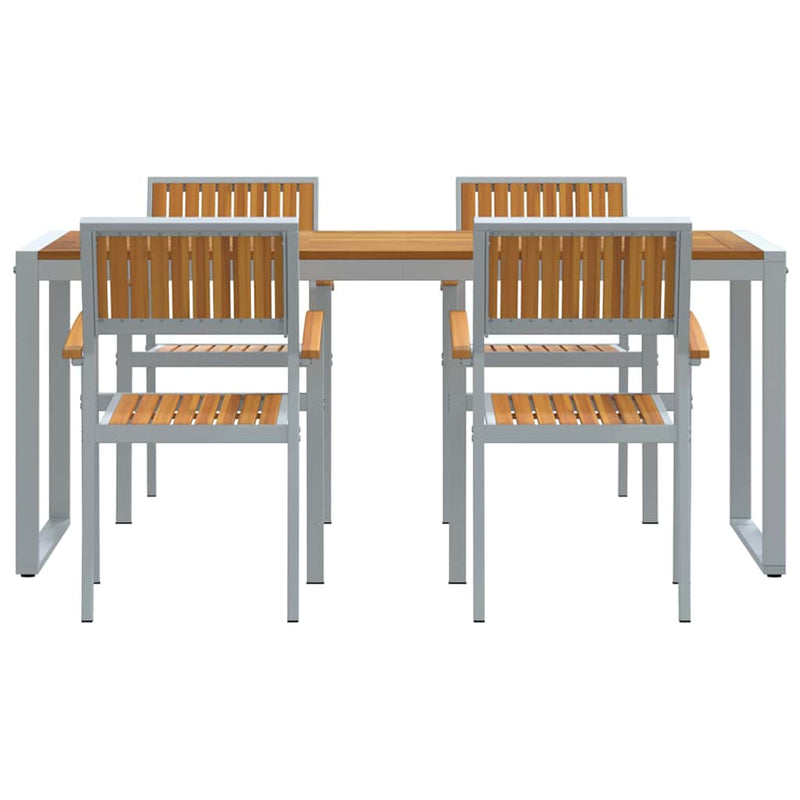 Set de masă pentru grădină 5 buc. Gri Lemn Solid de Acacia