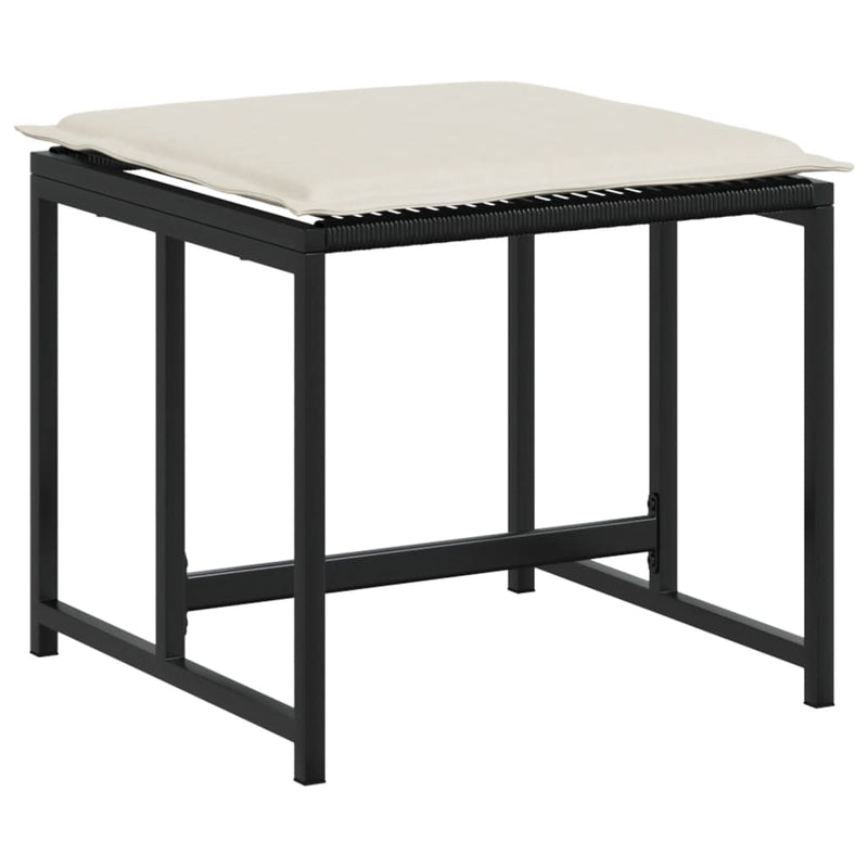Set mobilier de grădină cu perne, 9 piese, negru, poliratan