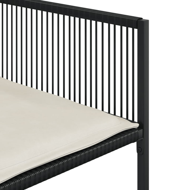Set mobilier de grădină cu perne, 9 piese, negru, poliratan