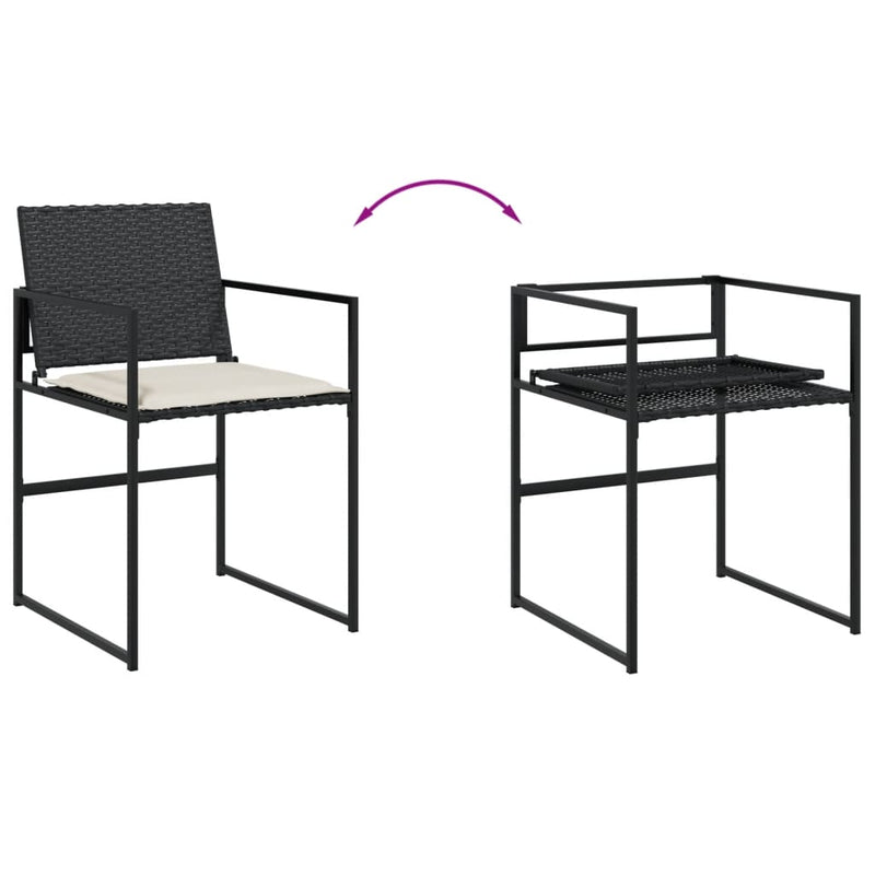 Set mobilier de grădină cu perne, 9 piese, negru, poliratan