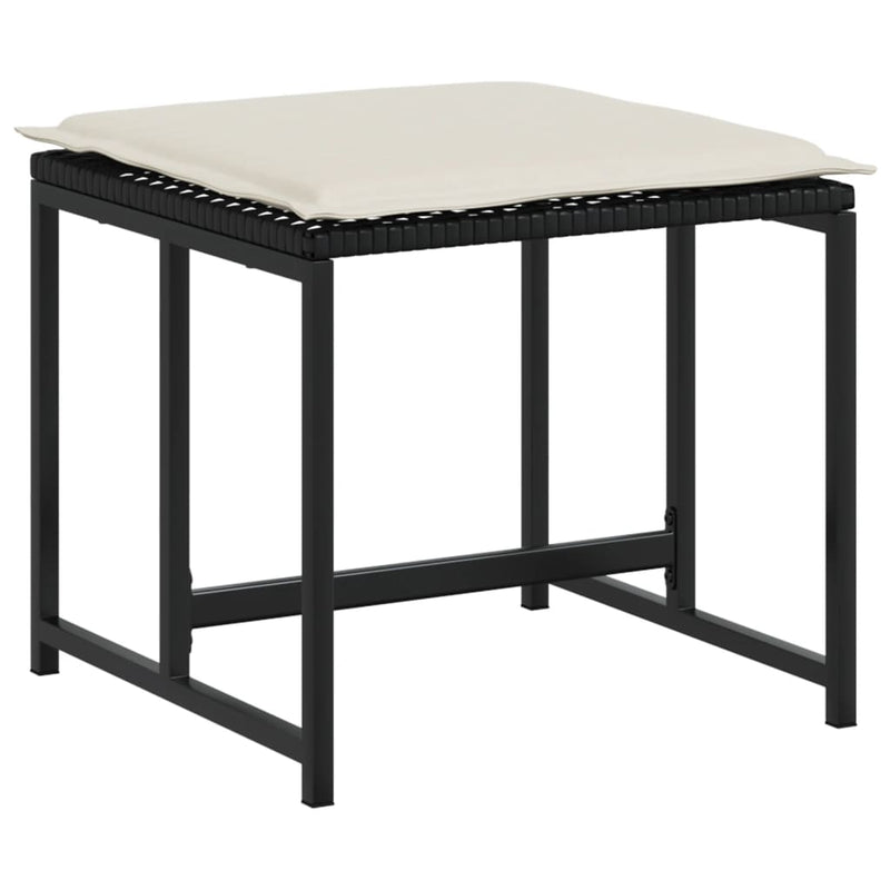 Set mobilier de grădină cu perne, 9 piese, negru, poliratan