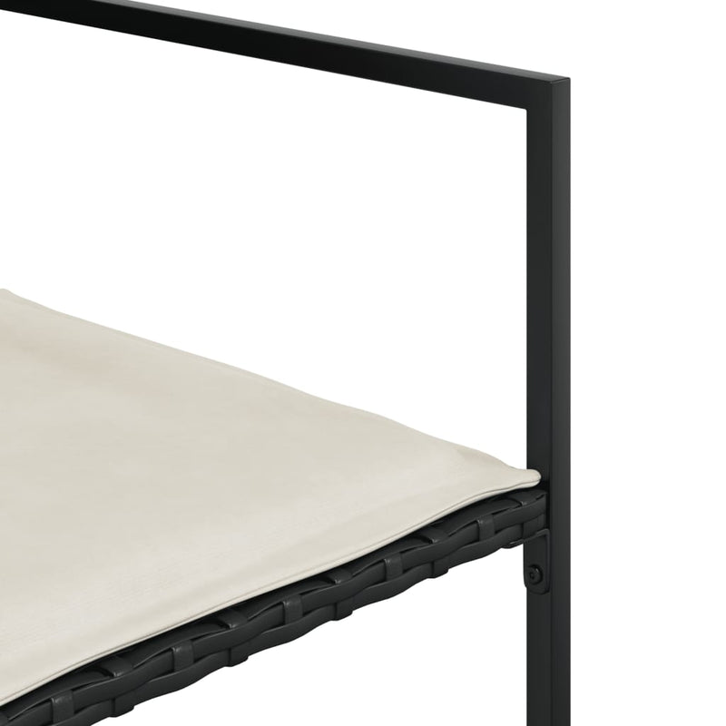 Set mobilier de grădină cu perne, 9 piese, negru, poliratan