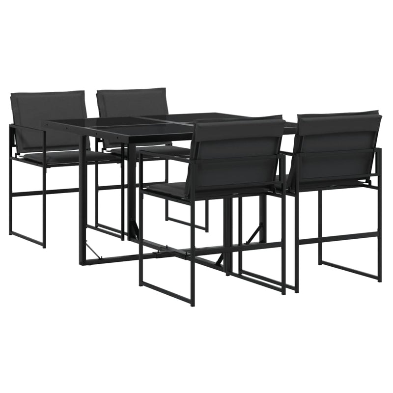 Set mobilier de grădină, 5 piese, cu perne, negru, textilenă