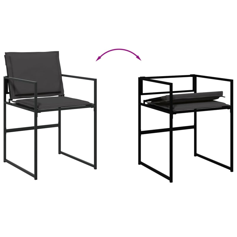Set mobilier de grădină, 9 piese, cu perne, negru, textilenă