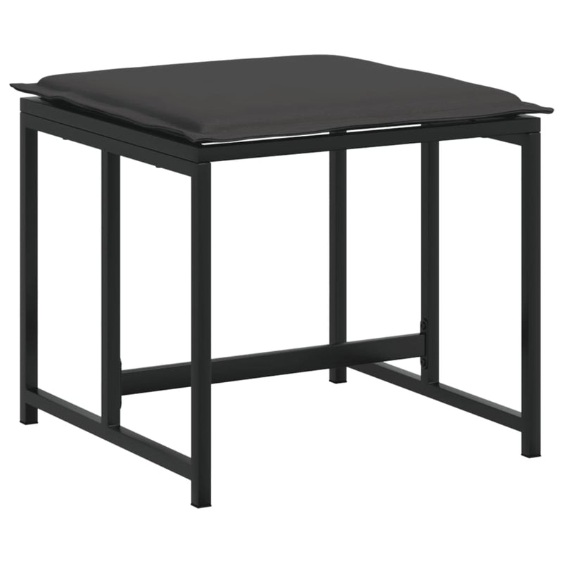 Set mobilier de grădină, 15 piese, cu perne, negru, textilenă