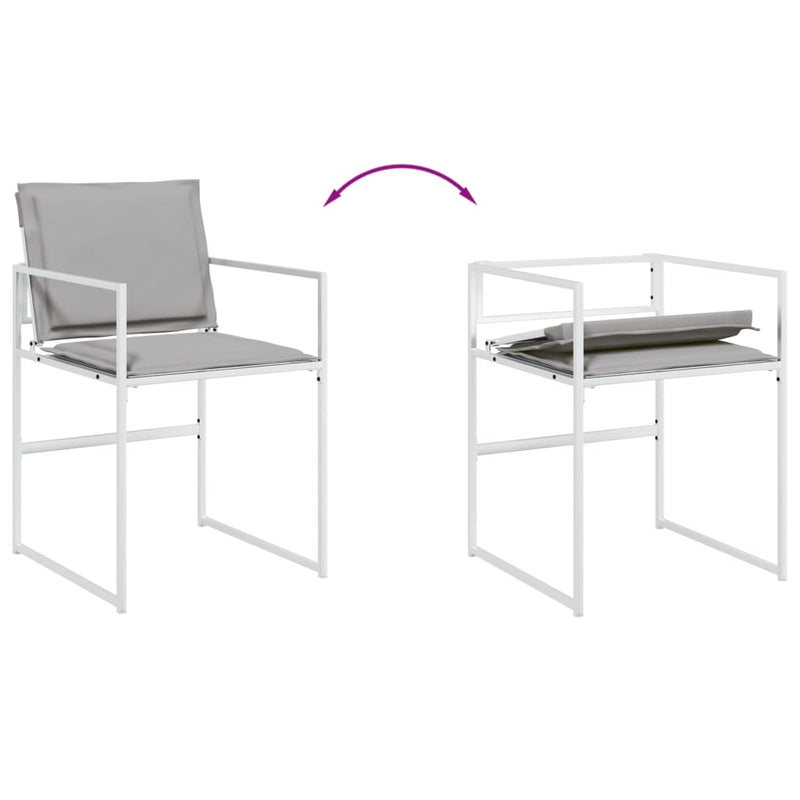 Set mobilier de grădină, 5 piese, cu perne, alb, textilenă