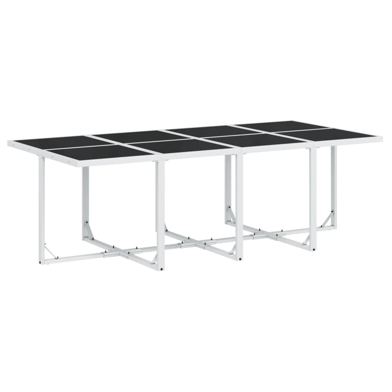 Set mobilier de grădină, 9 piese, cu perne, alb, textilenă