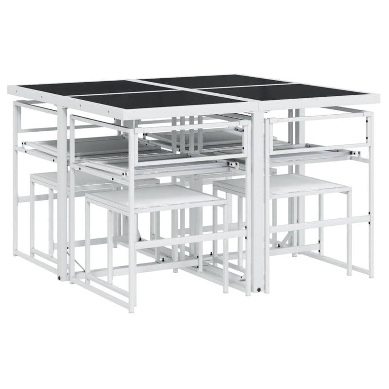 Set mobilier de grădină, 9 piese, cu perne, alb, textilenă