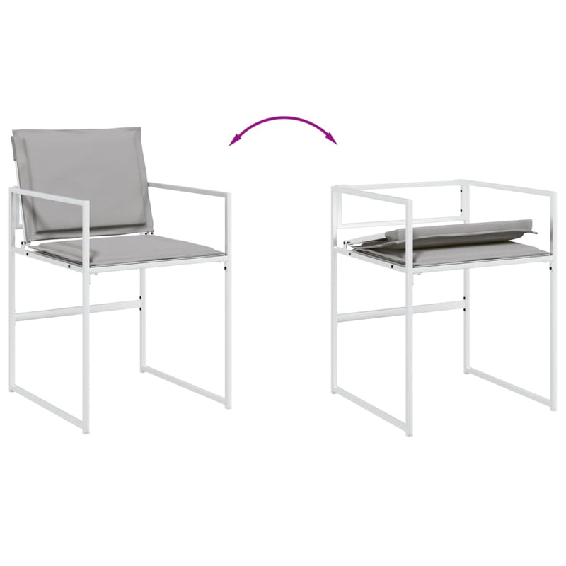 Set mobilier de grădină, 9 piese, cu perne, alb, textilenă