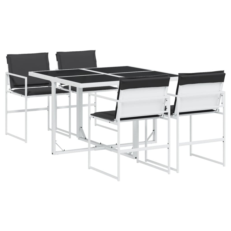 Set mobilier de grădină, 5 piese, cu perne, alb, textilenă