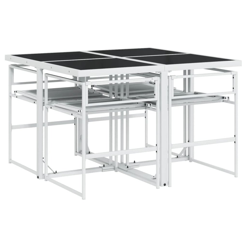 Set mobilier de grădină, 5 piese, cu perne, alb, textilenă