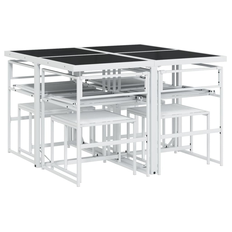 Set mobilier de grădină, 9 piese, cu perne, alb, textilenă