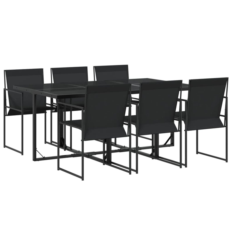 Set mobilier de grădină, 7 piese, negru, textilenă
