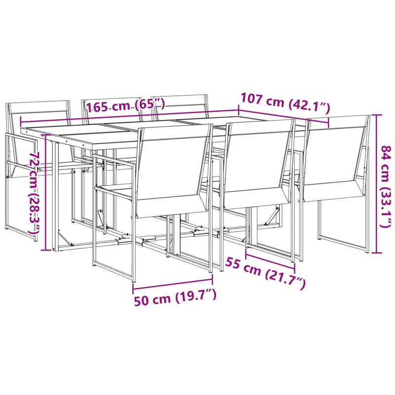 Set mobilier de grădină, 7 piese, negru, textilenă