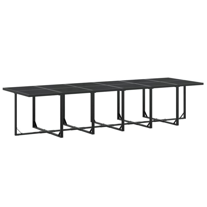 Set mobilier de grădină, 13 piese, negru, textilenă