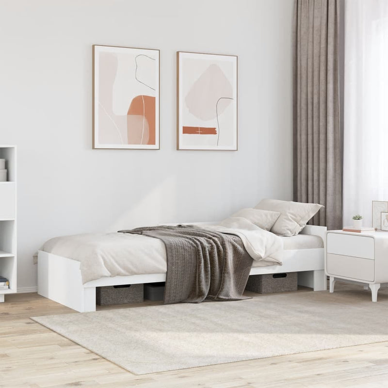 Cadru de pat, alb, 100x200 cm, lemn prelucrat