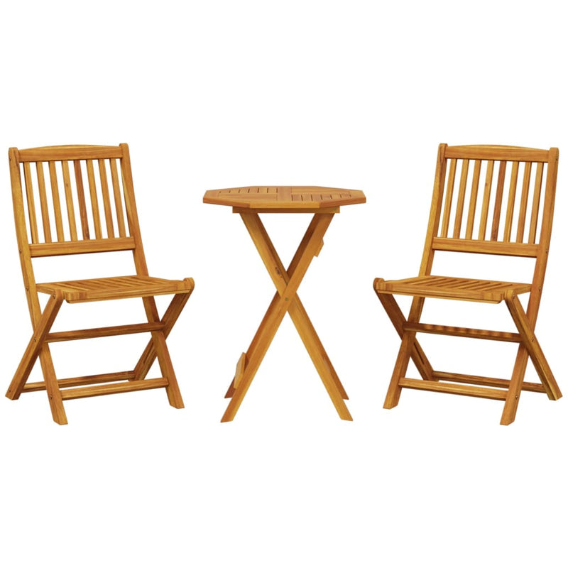 Set de bistro pliabil, 3 piese, lemn masiv de acacia