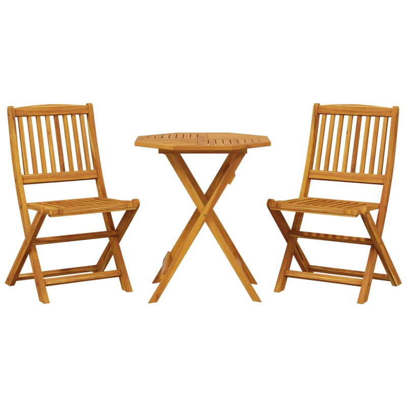 Set de bistro pliabil, 3 piese, lemn masiv de acacia