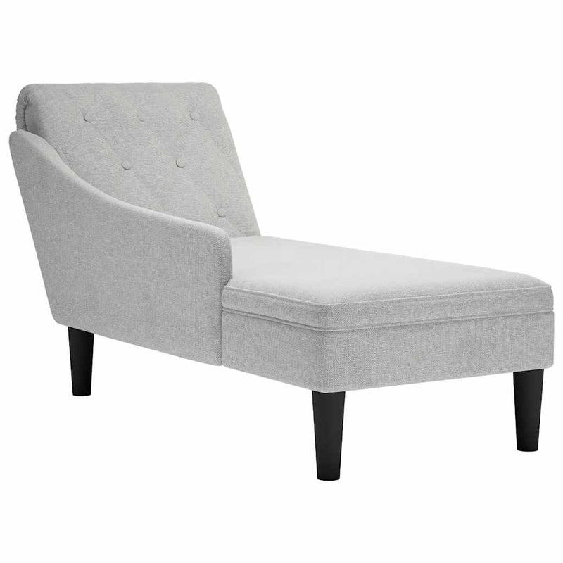 Șezlong cu pernă și cotieră dreaptă, gri nor, textil