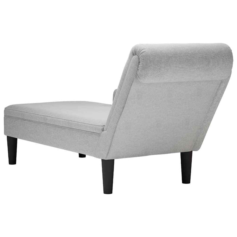 Șezlong cu pernă și cotieră dreaptă, gri nor, textil