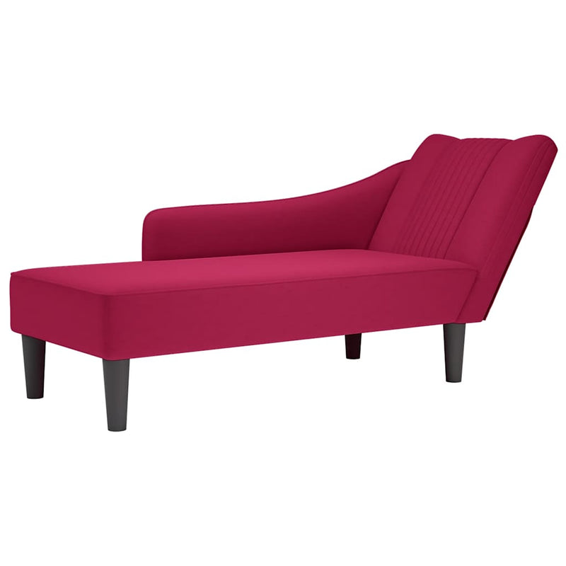 Sezlong cu cotiera dreapta Wine Red Velvet
