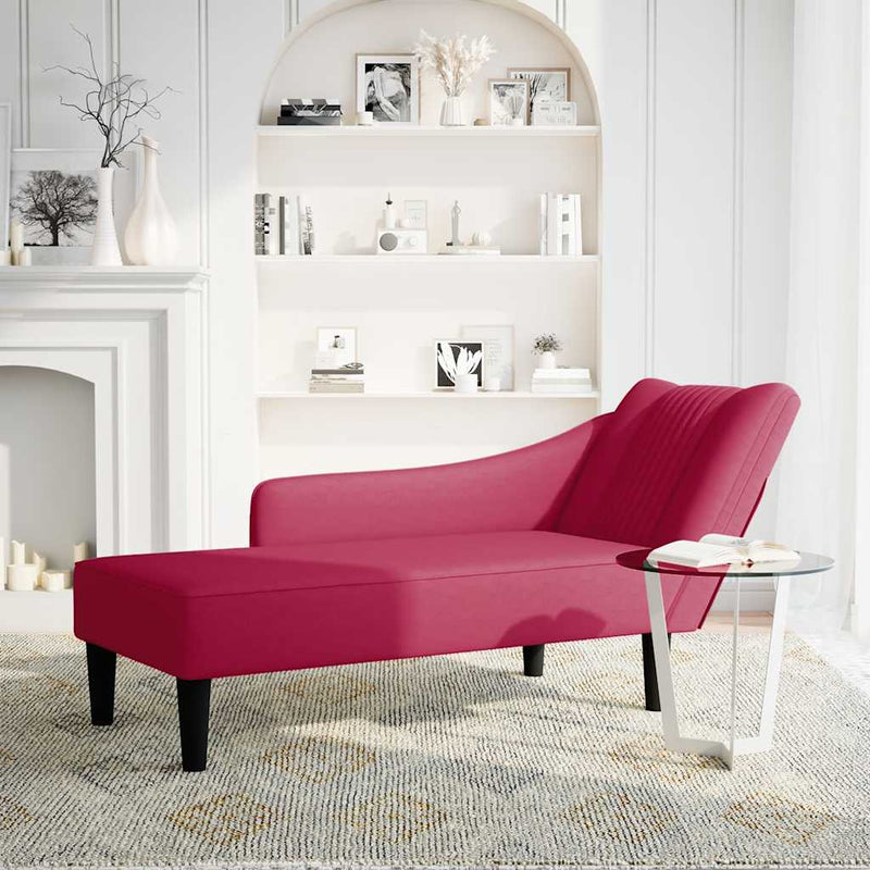 Sezlong cu cotiera dreapta Wine Red Velvet