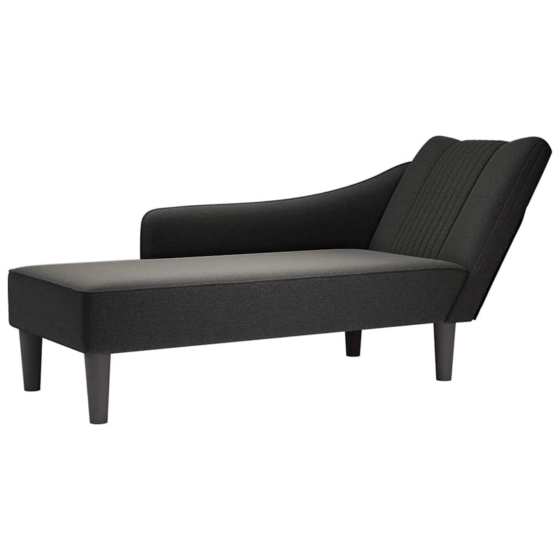 Sezlong cu cotieră dreaptă din material negru
