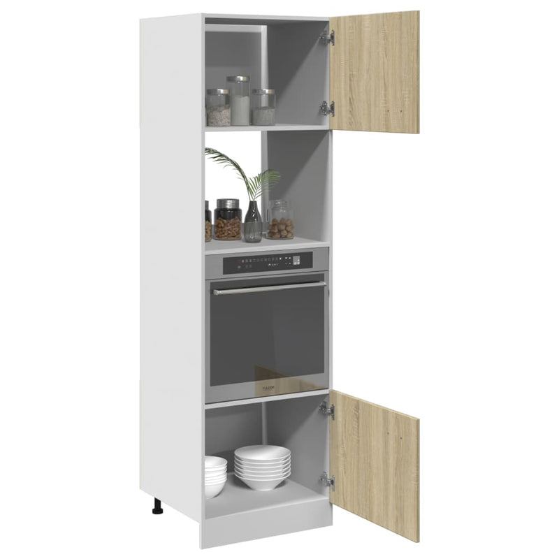 Dulap cuptor microunde “Lyon”, stejar Sonoma, 60 x 57 x 207 cm
