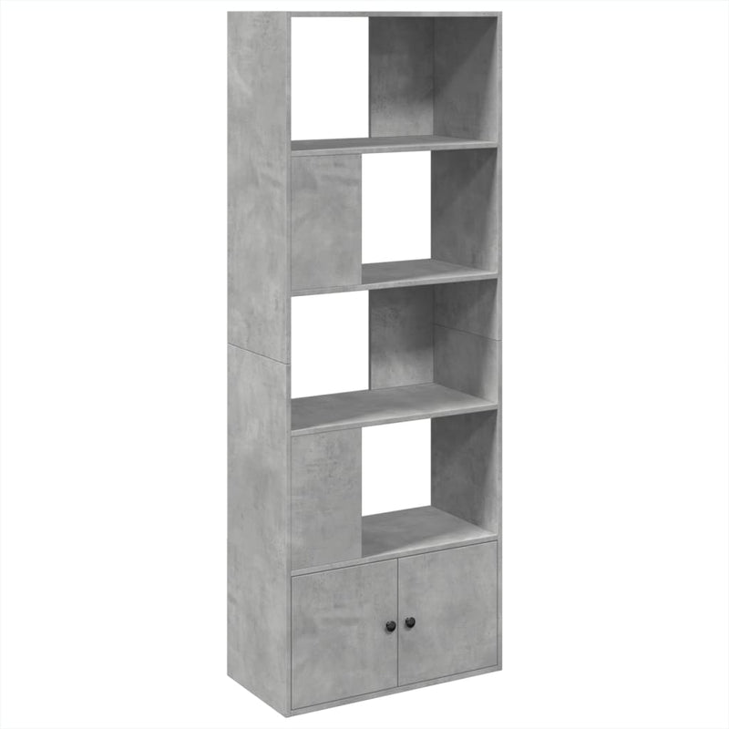 Bibliotecă, gri beton, 70x36x189 cm, lemn compozit