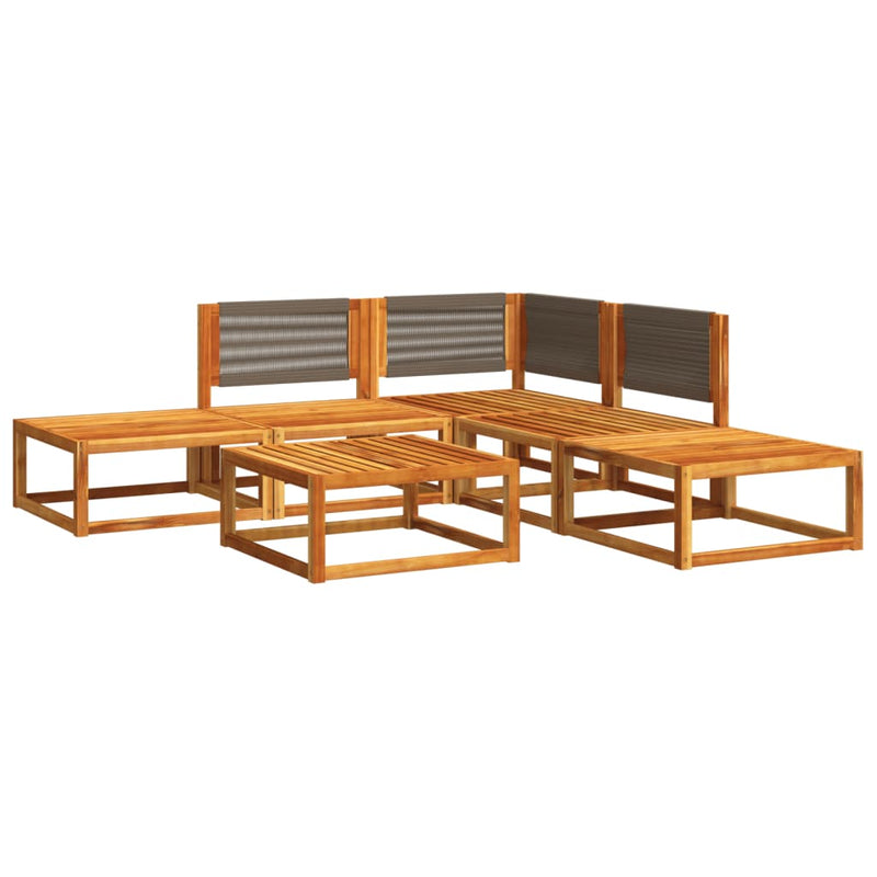 Set canapele de grădină cu 6 piese, lemn de salcâm și frânghie
