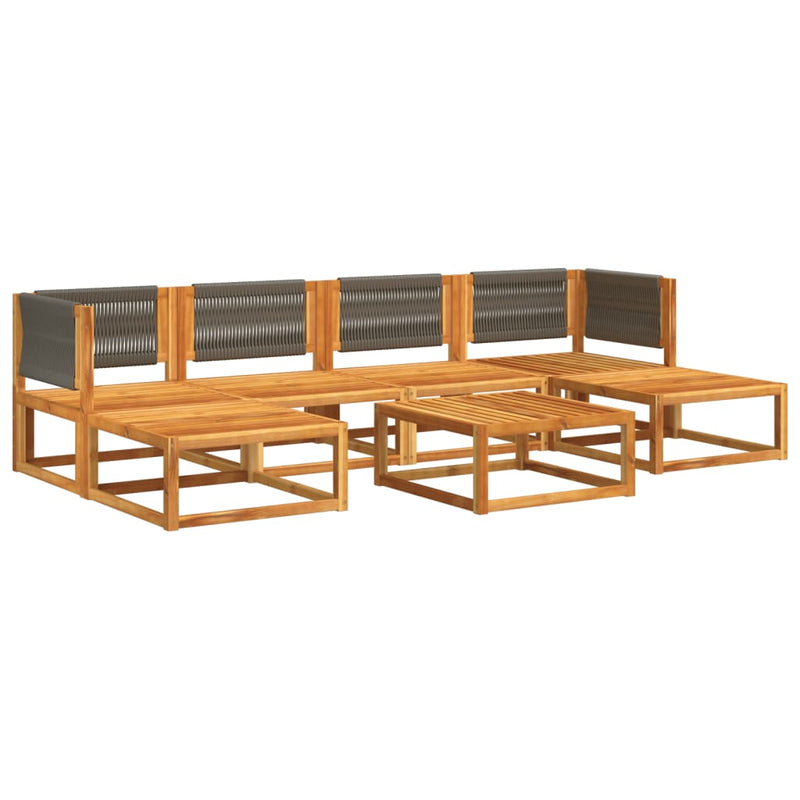 Set canapele de grădină cu 7 piese, perne, lemn de salcâm și frânghie